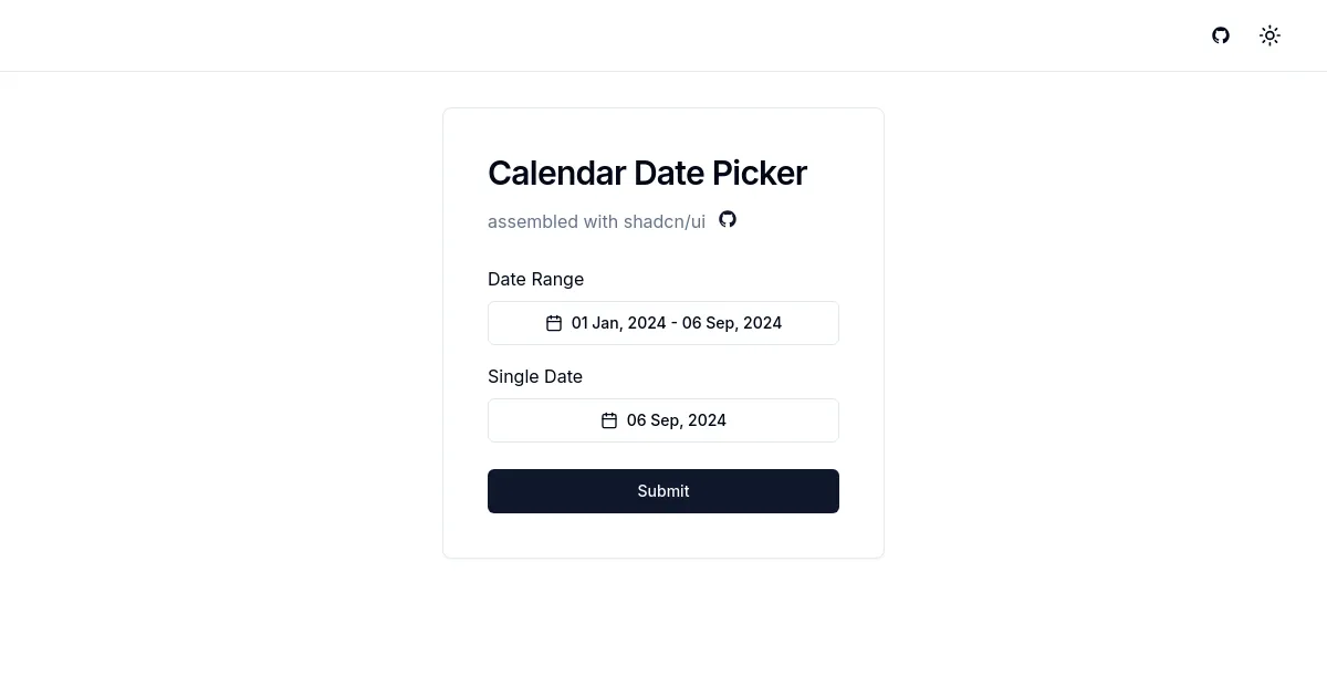 shadcn Calendar Picker Component