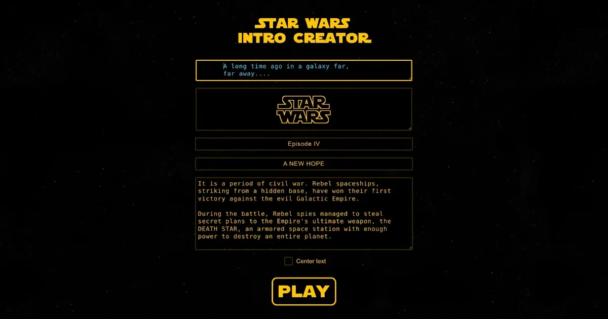 Star Wars Intro Creator