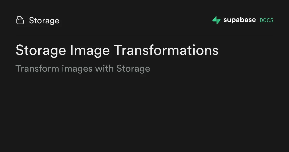 Storage Image Transformations