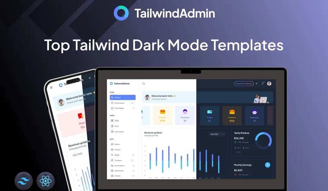 Top 10 Tailwind CSS Dark-Mode Templates for React & Next.js
