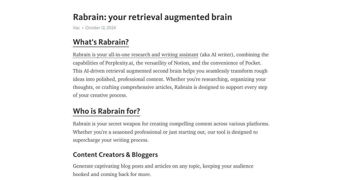 Rabrain: your retrieval augmented brain