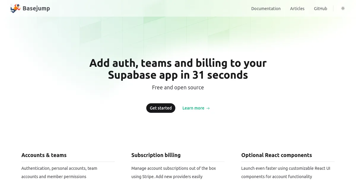 Open source Supabase SaaS starter